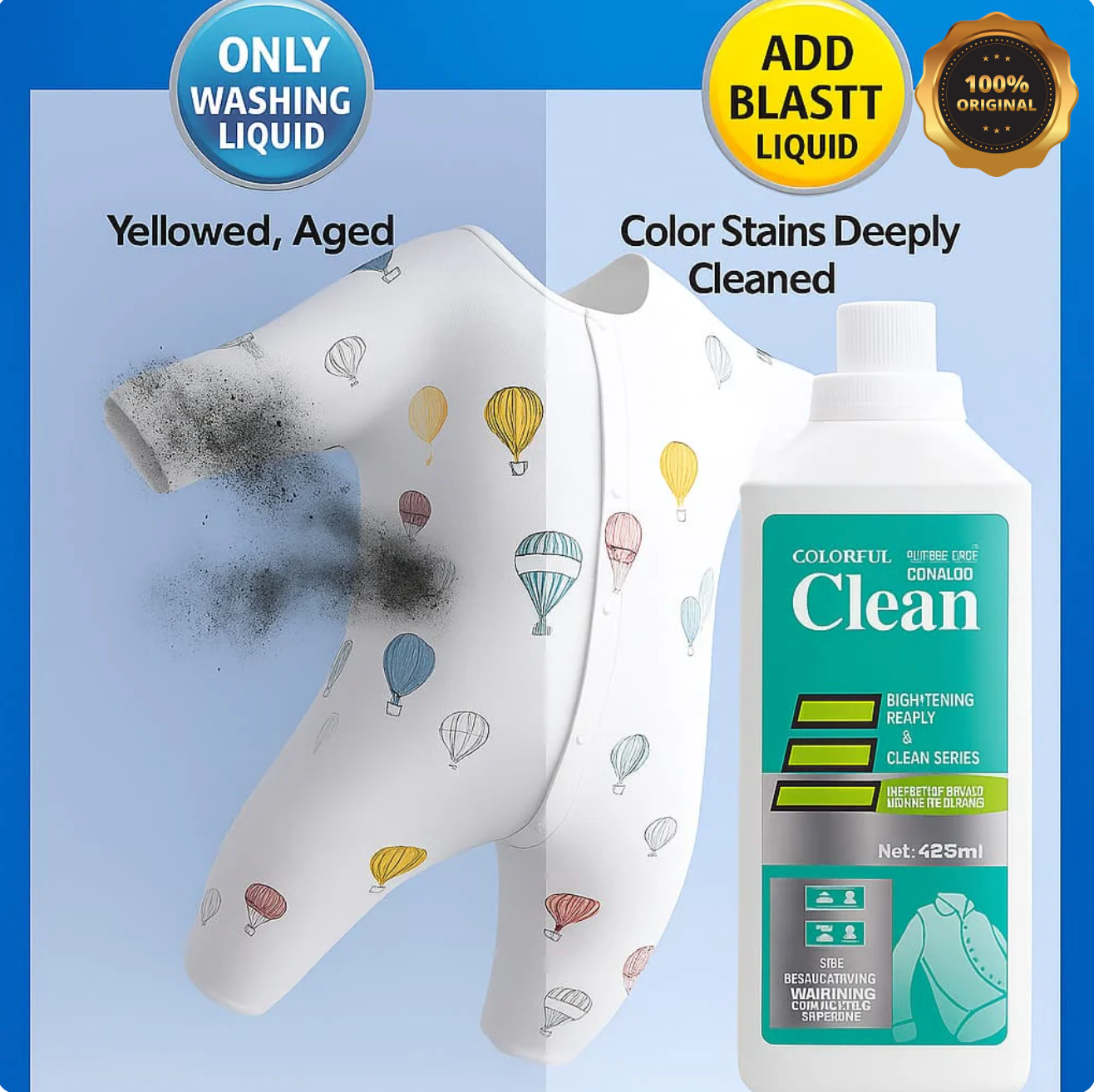 8 in 1 Colour Bleach Laundry Detergent Stain Remover ( BUY 1 GET 1 FREE )
